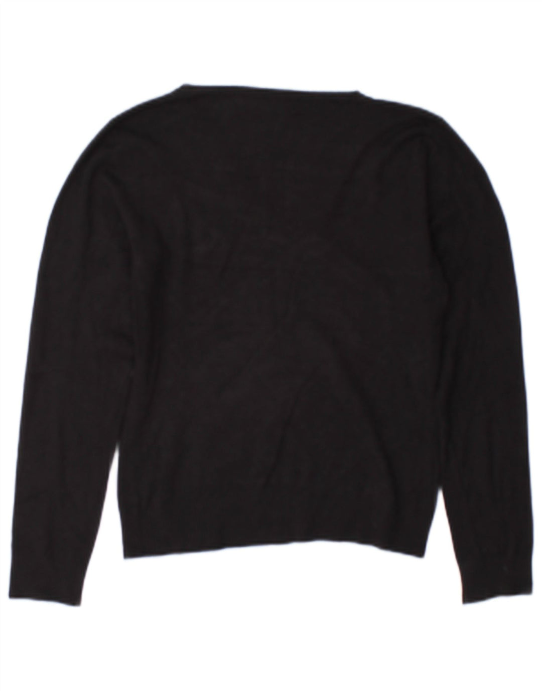 Zara Womens V-Neck Jumper Sweater UK 12 Medium Black Rayon