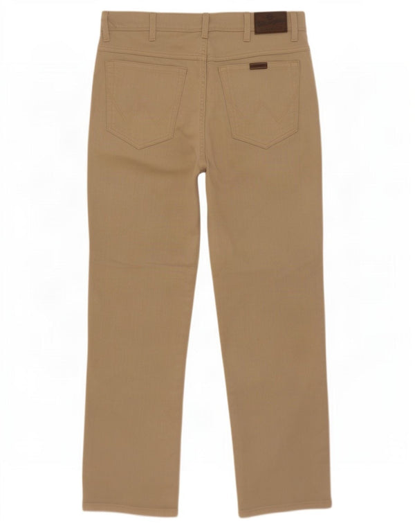 Wrangler Mens Regular Fit Casual Trousers W36 L30 Beige Cotton