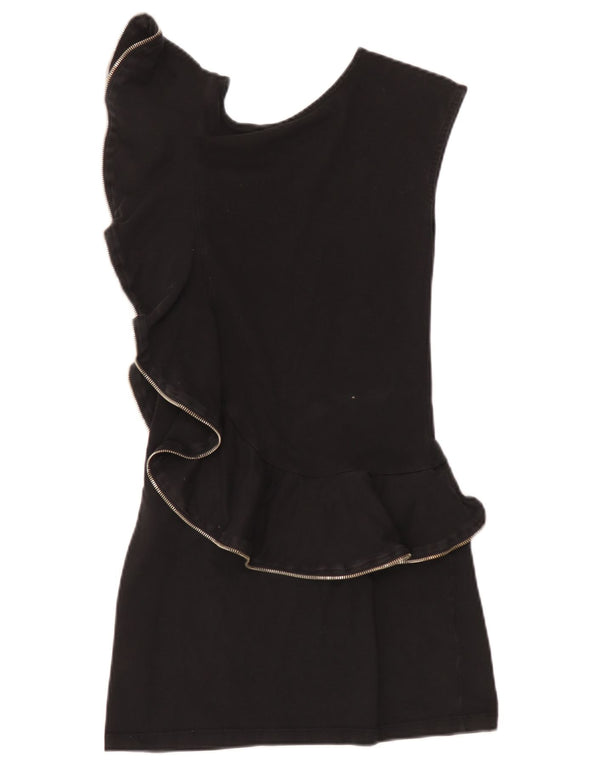 Ted Baker Dame Ærmeløs Flæse Bodycon Kjole Størrelse 1 XS Sort