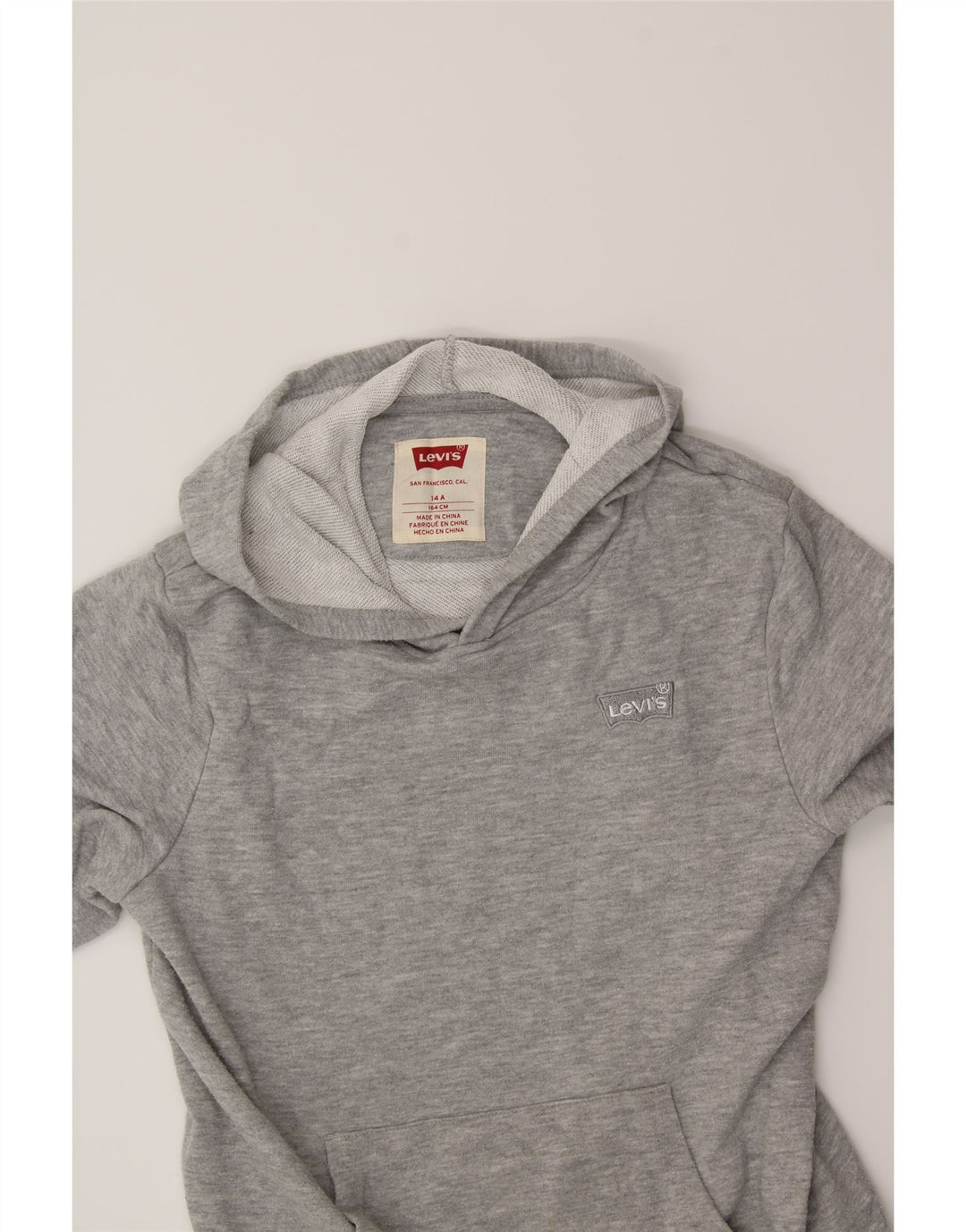 LEVI'S Boys Hoodie Jumper 13-14 Years Grey Cotton Vintage Levi's and Second-Hand Levi's from Messina Hembry 