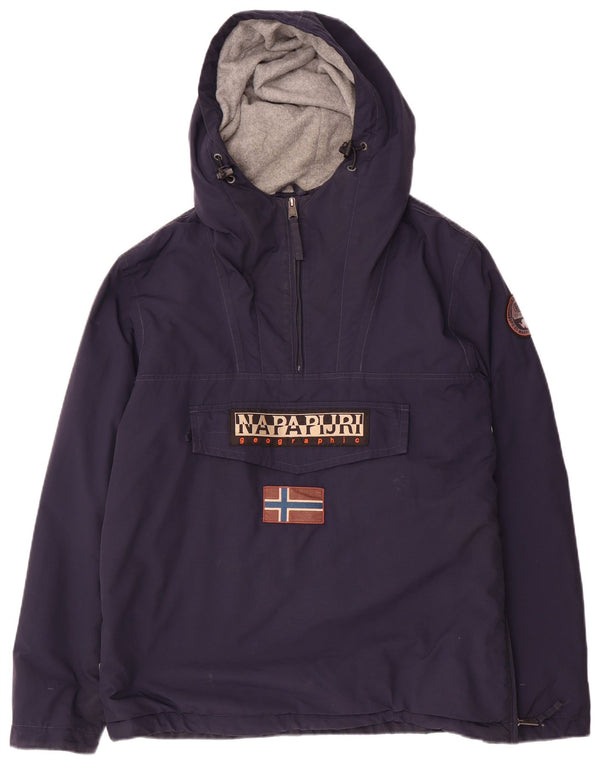 Jaqueta masculina Napapijri com capuz gráfico Anorak UK 38 médio azul marinho