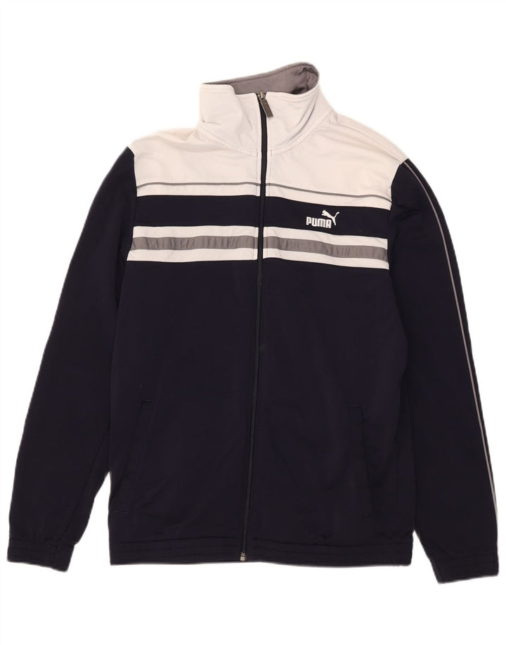 Puma Mens Tracksuit Top Jacket Medium Navy Blue Colourblock Polyester