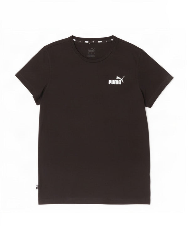 Puma T-Shirt Top UK 12 Medium Sort Bomuld