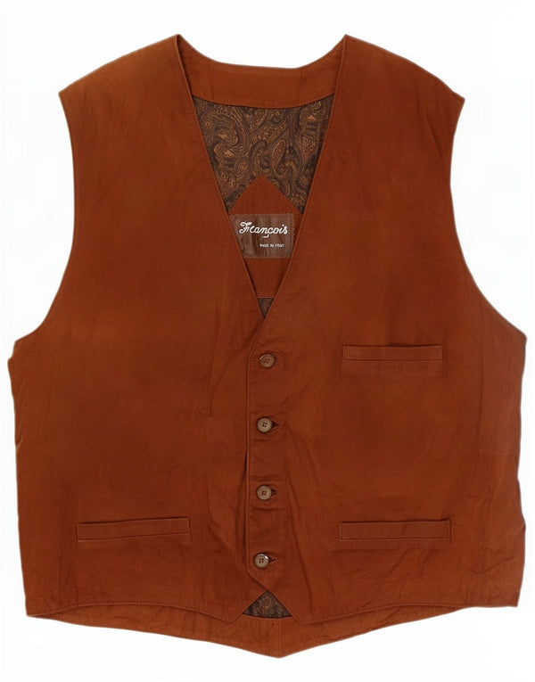 Colete Vintage Masculino em Camurça XL Marrom