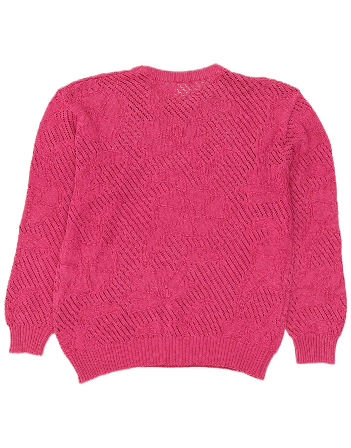 Almira Womens Oversized Crew Neck Jumper Sweater IT 40 Small Pink Cotton