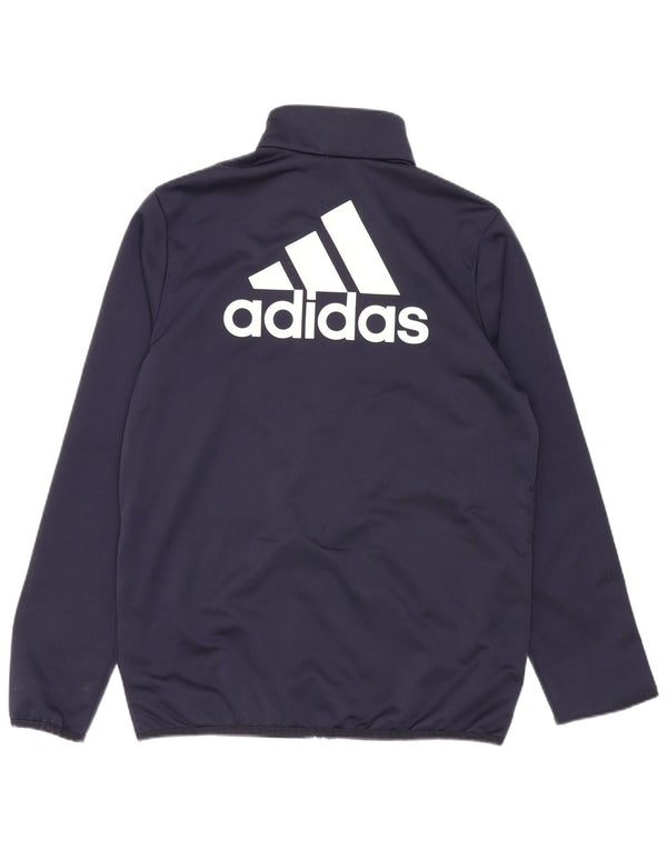 Adidas Boys Graphic Tracksuit Top Jacket 13-14 Years Navy Blue Polyester