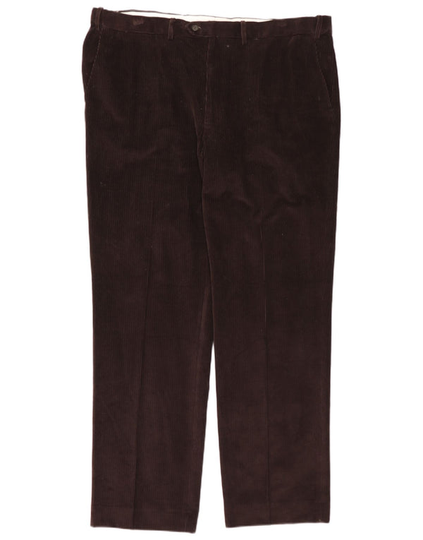 Pantaloni dritti in velluto a coste da uomo Marks & Spencer W42 L33 cotone marrone