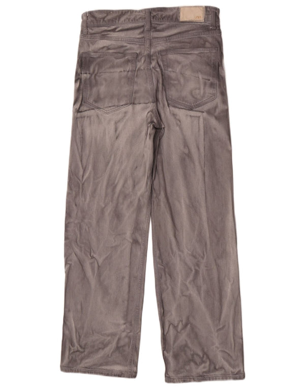 Zara Damen Straight Jeans EU 36 XS W26 L28 Graue Baumwolle