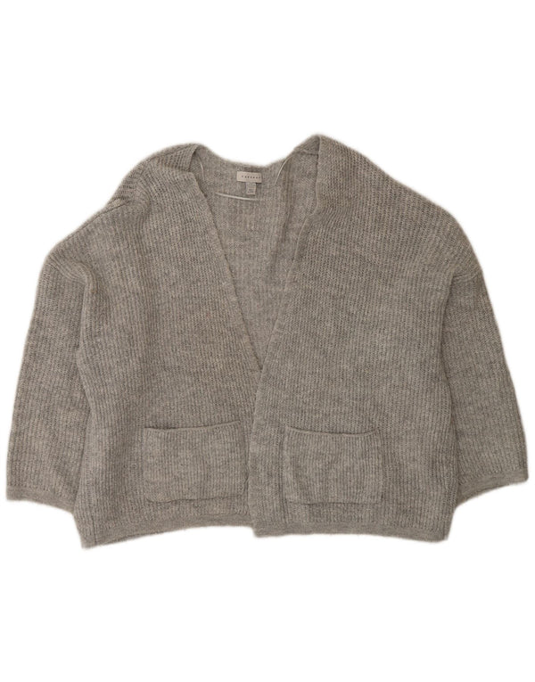 Topshop Womens Oversized Open Cardigan Sweater UK 14 Medium Grey Acrylic
