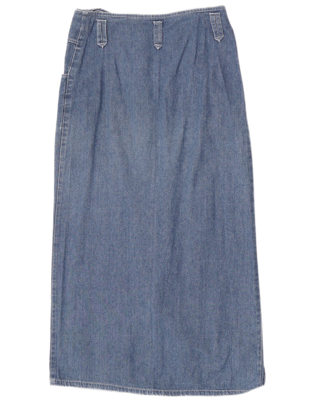 Vintage Womens Midi Denim Skirt Medium W28  Blue Cotton