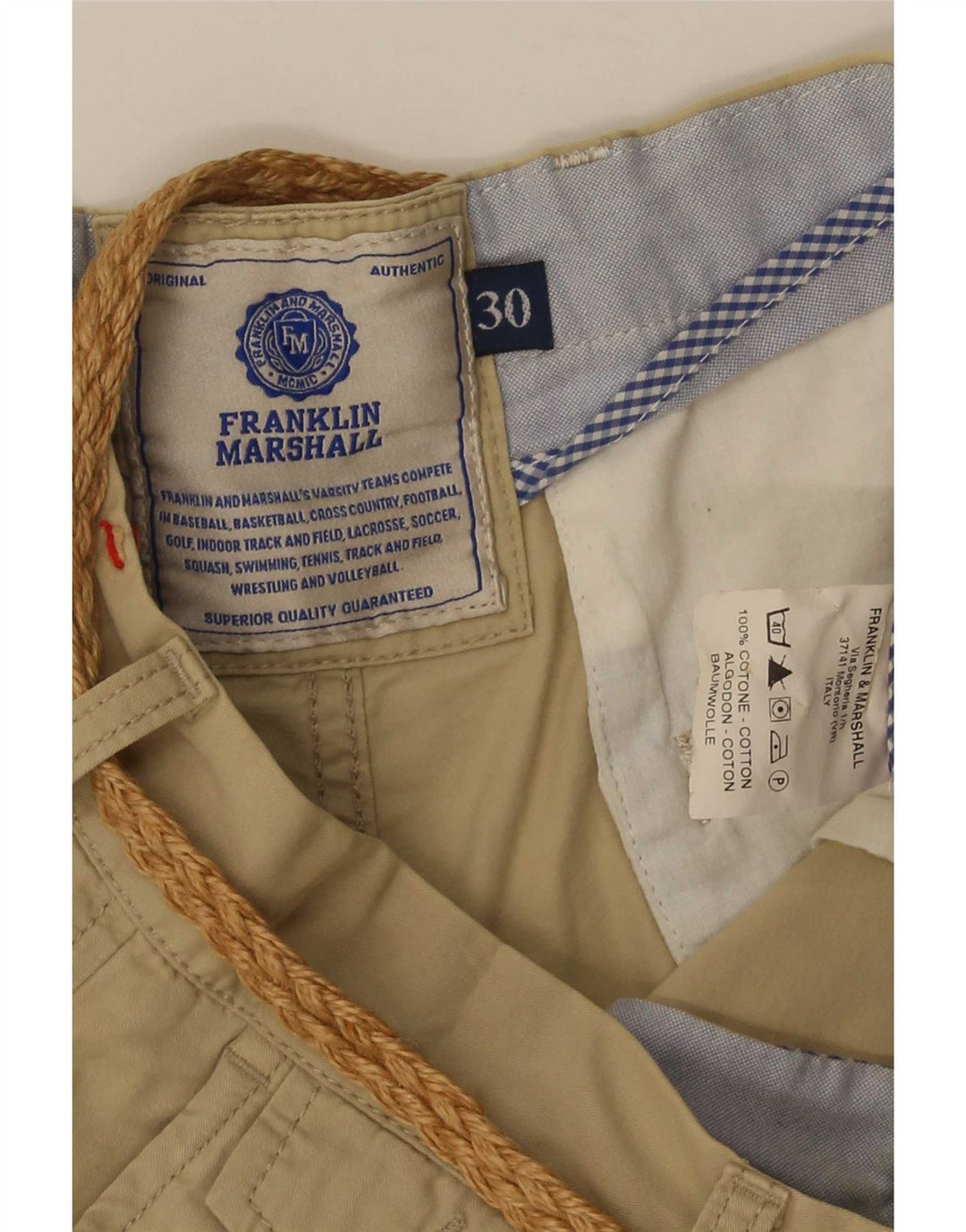 Franklin Marshall Herre Chino Shorts W30 Medium Beige Bomuld