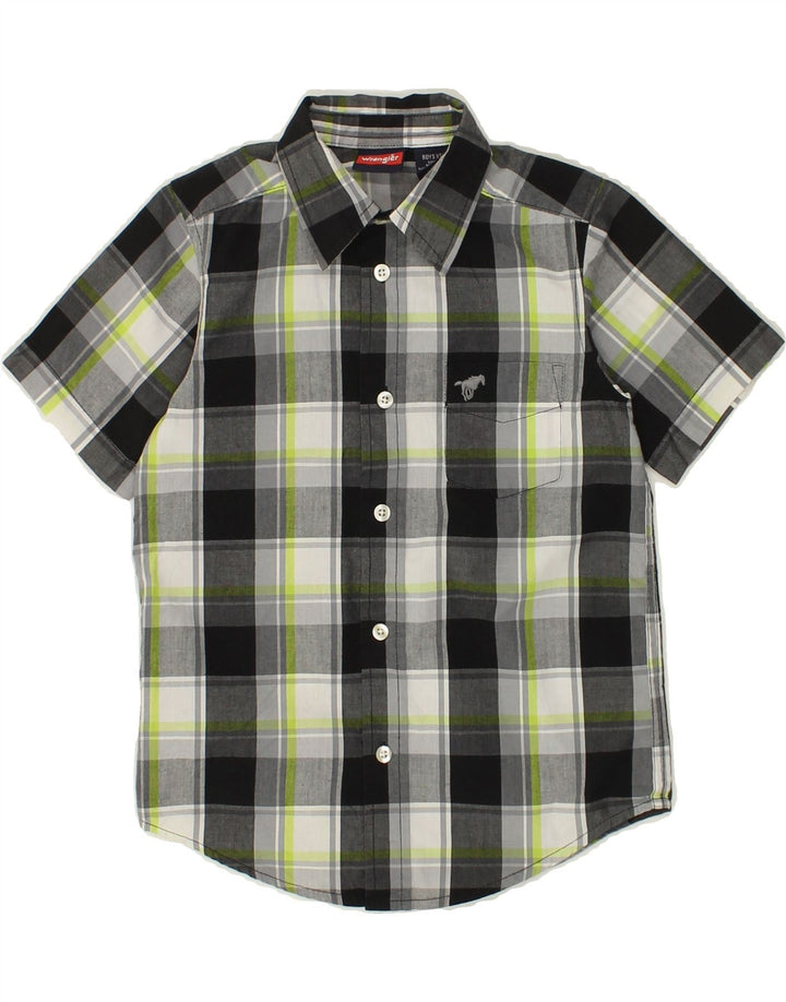 WRANGLER Boys Short Sleeve Shirt 4-5 Years XS Grey Check Cotton | Vintage Wrangler | Thrift | Second-Hand Wrangler | Used Clothing | Messina Hembry 