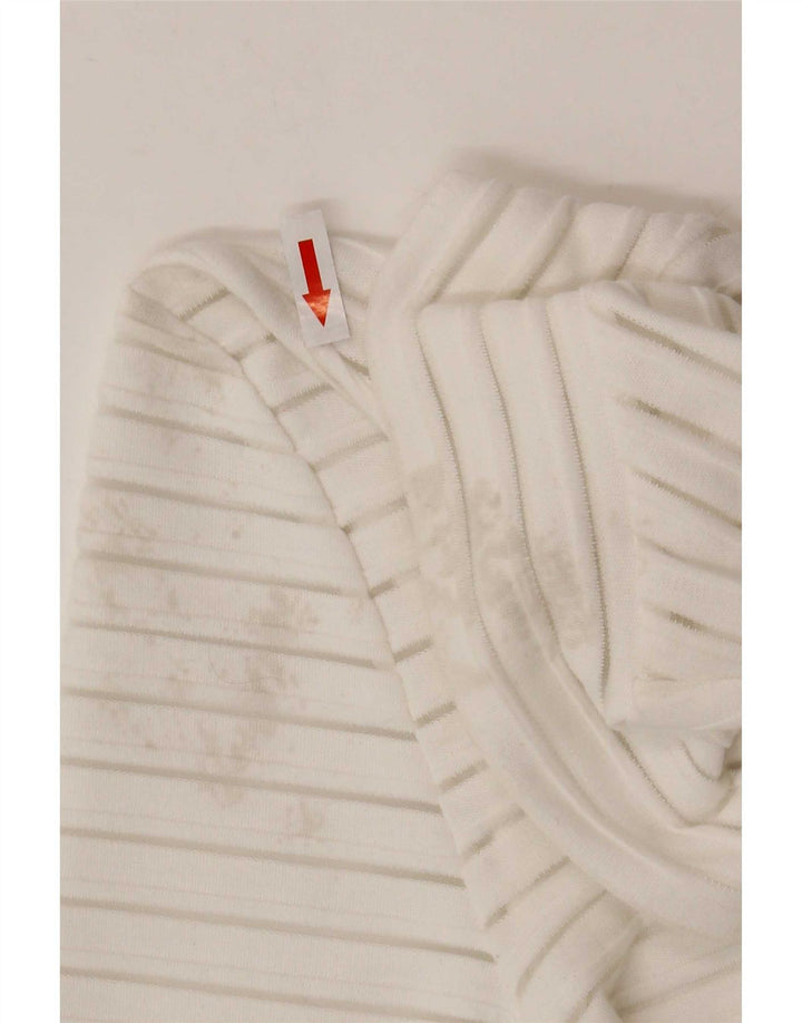Marks & Spencer Dametop Langærmet UK 10 Small White Pinstripe
