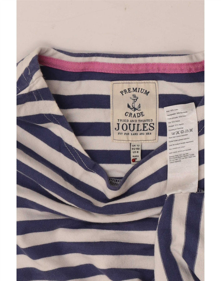 Joules Womens Regular Top 3/4 Sleeve UK 12 Medium Blue Striped Cotton