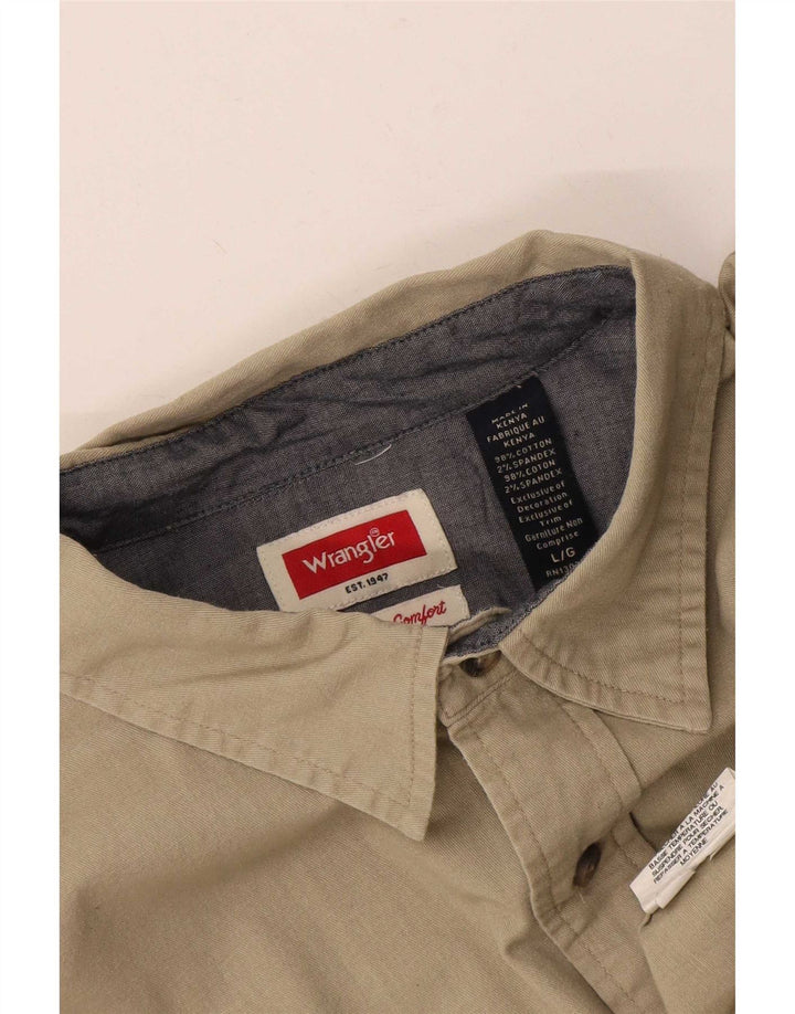 Wrangler Kortærmet Herreskjorte med normal pasform Stor Khaki Bomuld