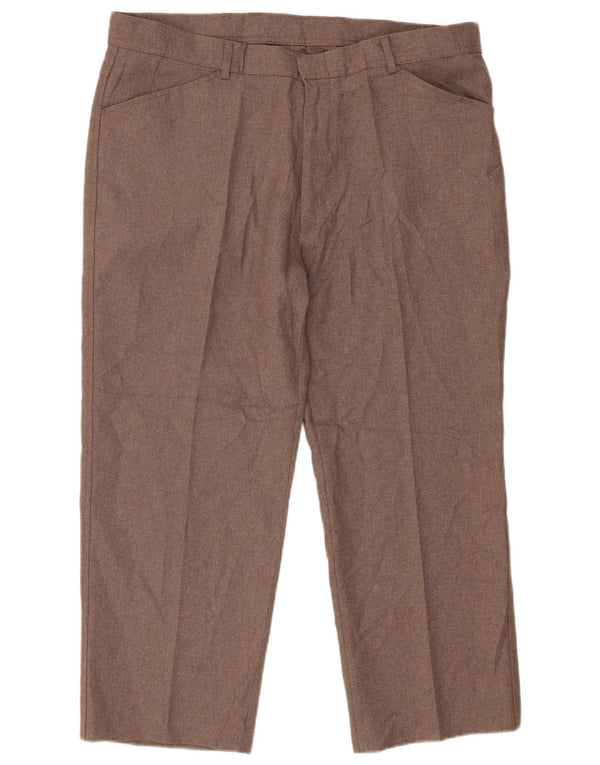 Farah Calça masculina reta cortada W40 L26 poliéster marrom