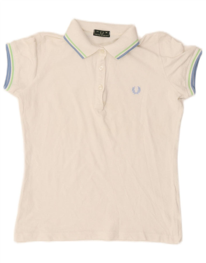 Fred Perry Womens Polo Shirt UK 12 Medium White
