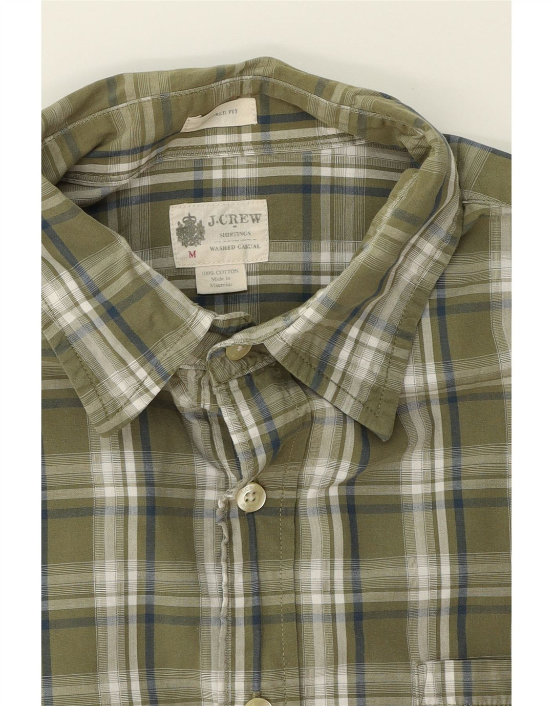 J. CREW Mens Tailored Fit Shirt Medium Khaki Check Cotton Vintage J. Crew and Second-Hand J. Crew from Messina Hembry 