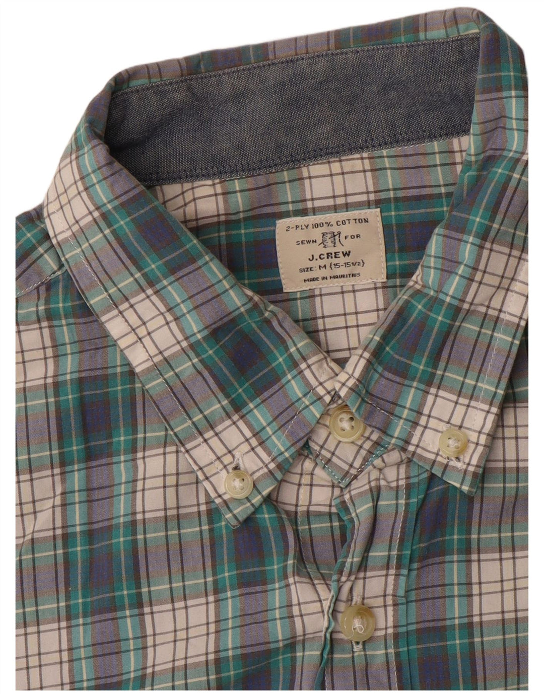 J. CREW Mens Shirt Size 15 1/2 Medium Green Check Cotton