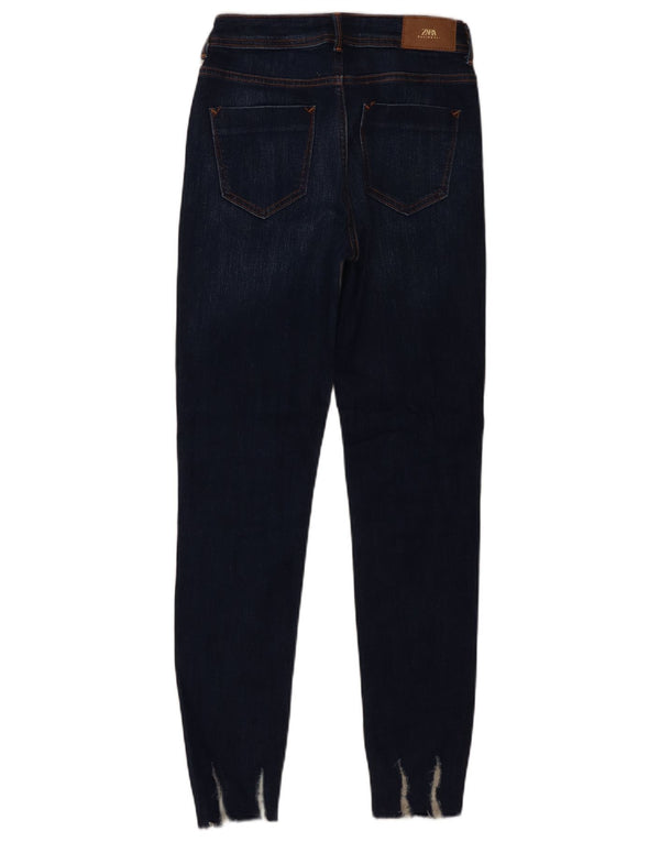 Zara Womens Skinny Jeans EU 34 2XS W24 L28 Navy Blue Cotton