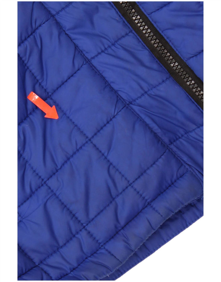 Superdry Womens Hooded Padded Jacket UK 10 Small Blue Nylon