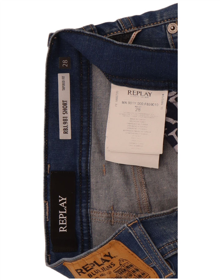 Replay Mens Denim Shorts W28 Small  Blue Cotton