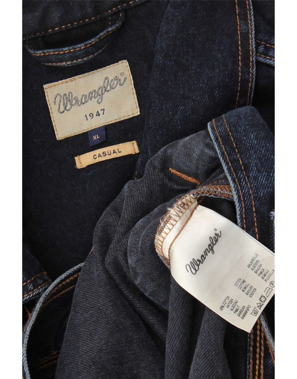 Wrangler Mens Denim Jacket UK 42 XL Navy Blue Cotton