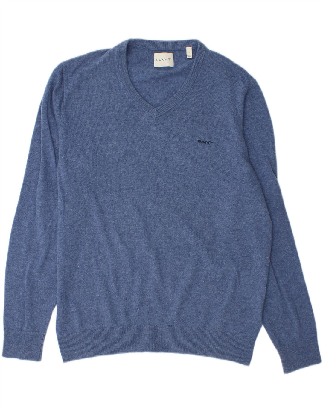 Gant Maglione da uomo con scollo a V, maglione grande, in lana blu