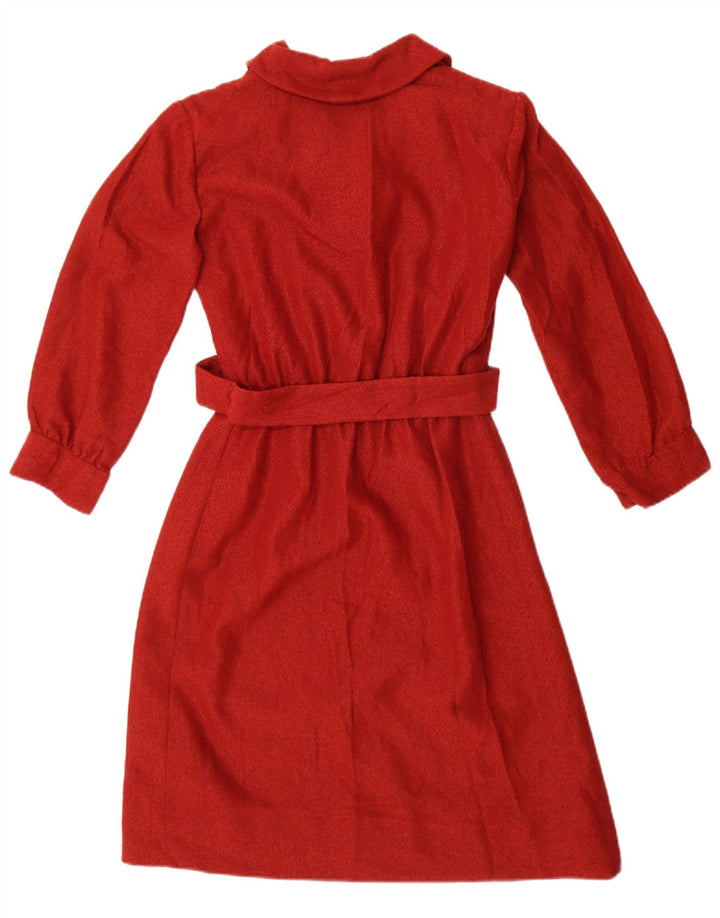 Vintage Womens Long Sleeve A-Line Dress UK 12 Medium Red