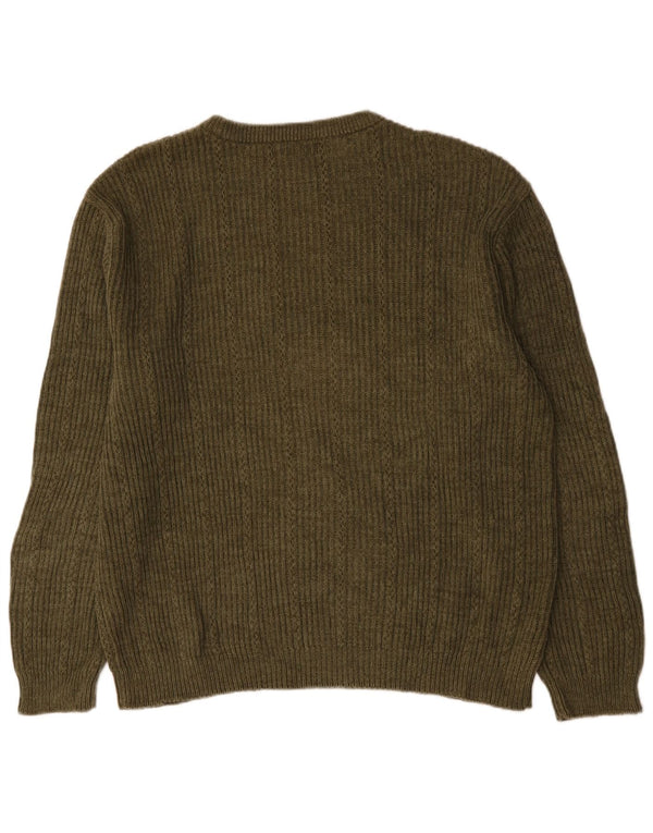 Chaps Mens Crew Neck Jumper Sweater XL Khaki