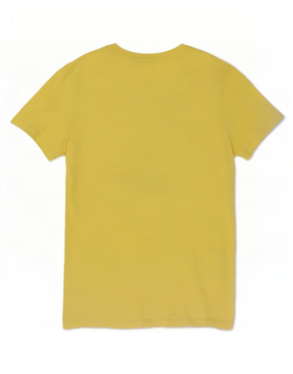 Calvin Klein Jeans Mens Graphic T-Shirt Top Medium Yellow Cotton