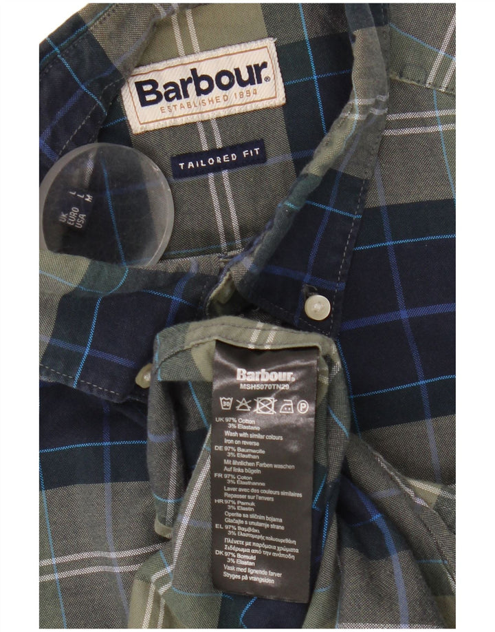 Barbour Mens Tailored Fit Shirt Large Green Check Cotton