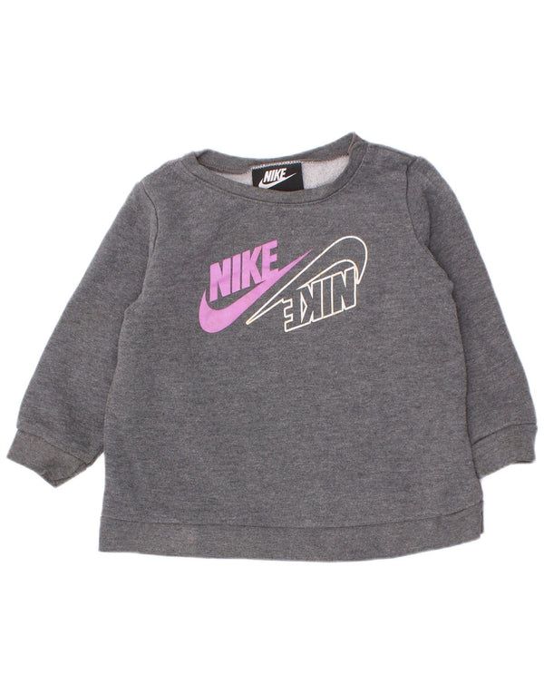 Джемпер с рисунком Nike для маленьких девочек 12–18 месяцев, серый хлопок