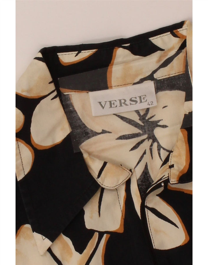 VERSE Womens Short Sleeve Shirt Blouse IT 42 Medium Black Floral Vintage Verse and Second-Hand Verse from Messina Hembry 
