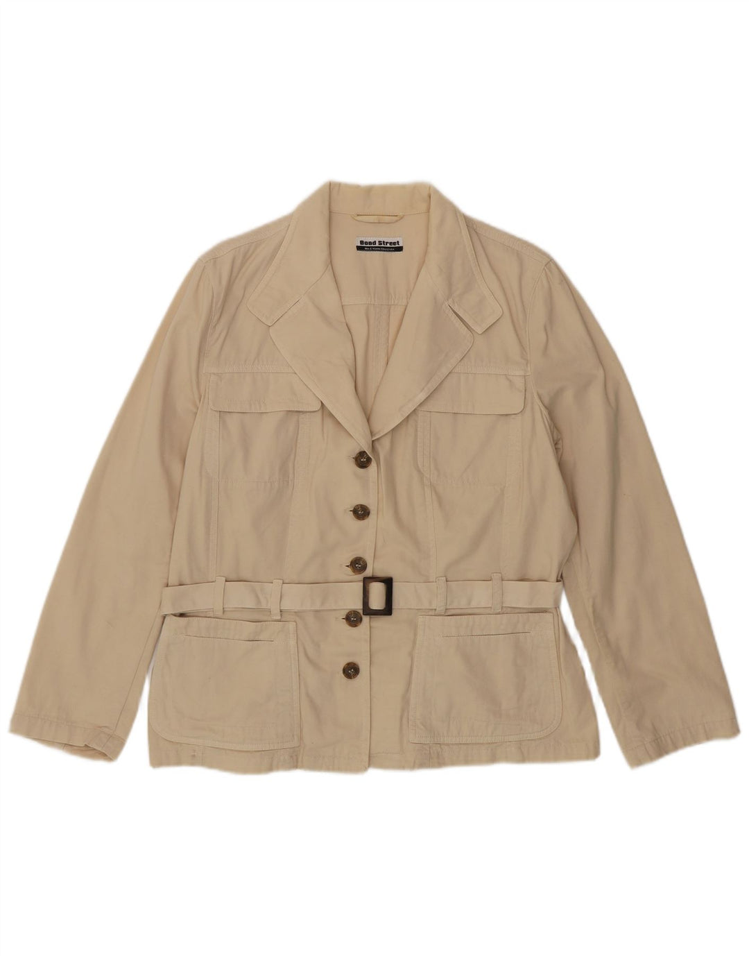 Bond Street Womens 5 Button Blazer Jacket IT 50 XL Beige Cotton
