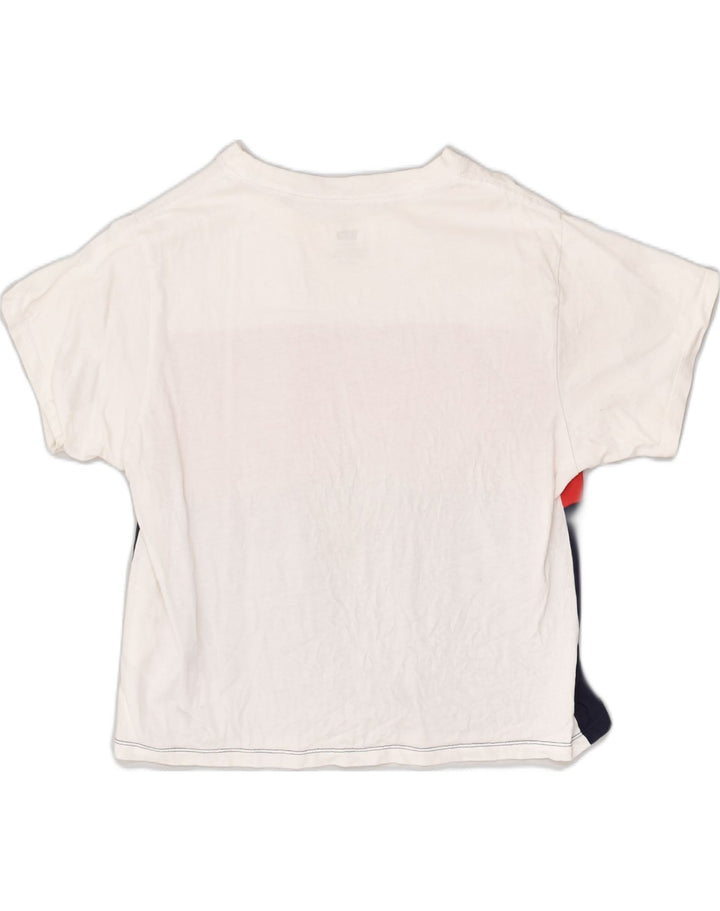 LEVI'S Womens Graphic T-Shirt Top UK 4 XS White Colourblock Cotton | Vintage Levi's | Thrift | Second-Hand Levi's | Used Clothing | Messina Hembry 