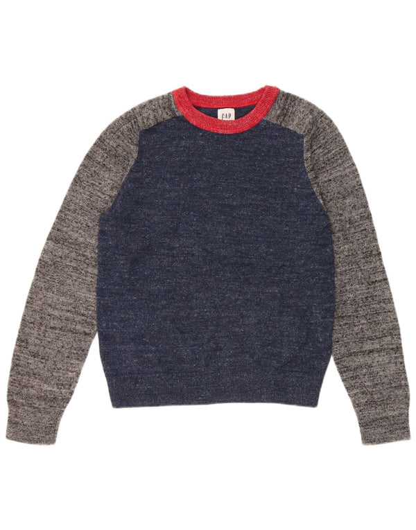 Sweter chłopięcy GAP z okrągłym dekoltem, 12-13 lat, XL, granatowy, blok kolorów