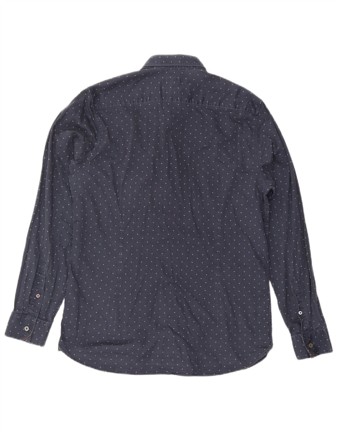 Ted Baker Herren-Hemd mit abstraktem Muster, Größe 4, groß, marineblaue Baumwolle