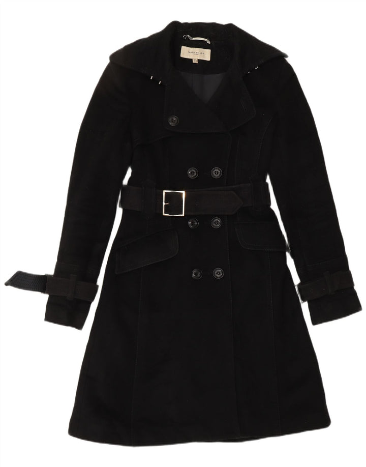 KAREN MILLEN Womens Trench Coat UK 8 Small  Black Wool