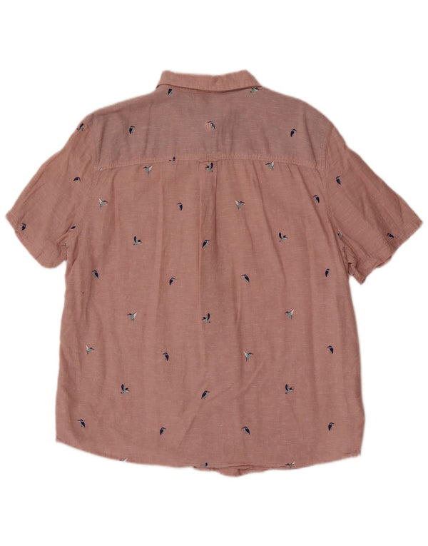 Camisa de manga corta Regular Fit para hombre de Fat Face XL Pink Linen Bird