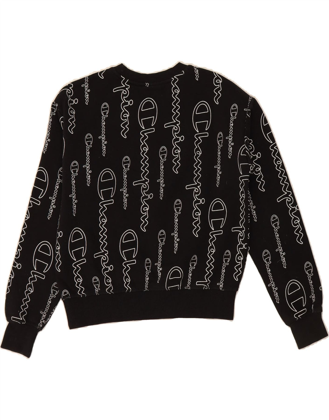CHAMPION Womens Oversized Graphic Sweatshirt Jumper UK 10 Small Black Vintage Champion and Second-Hand Champion from Messina Hembry 
