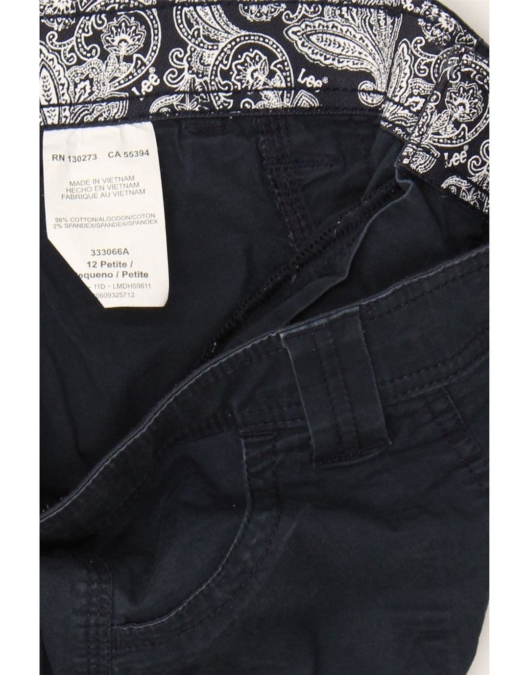 LEE Womens Cargo Shorts US 12 Large W32 Navy Blue Cotton Classic Vintage Lee and Second-Hand Lee from Messina Hembry 