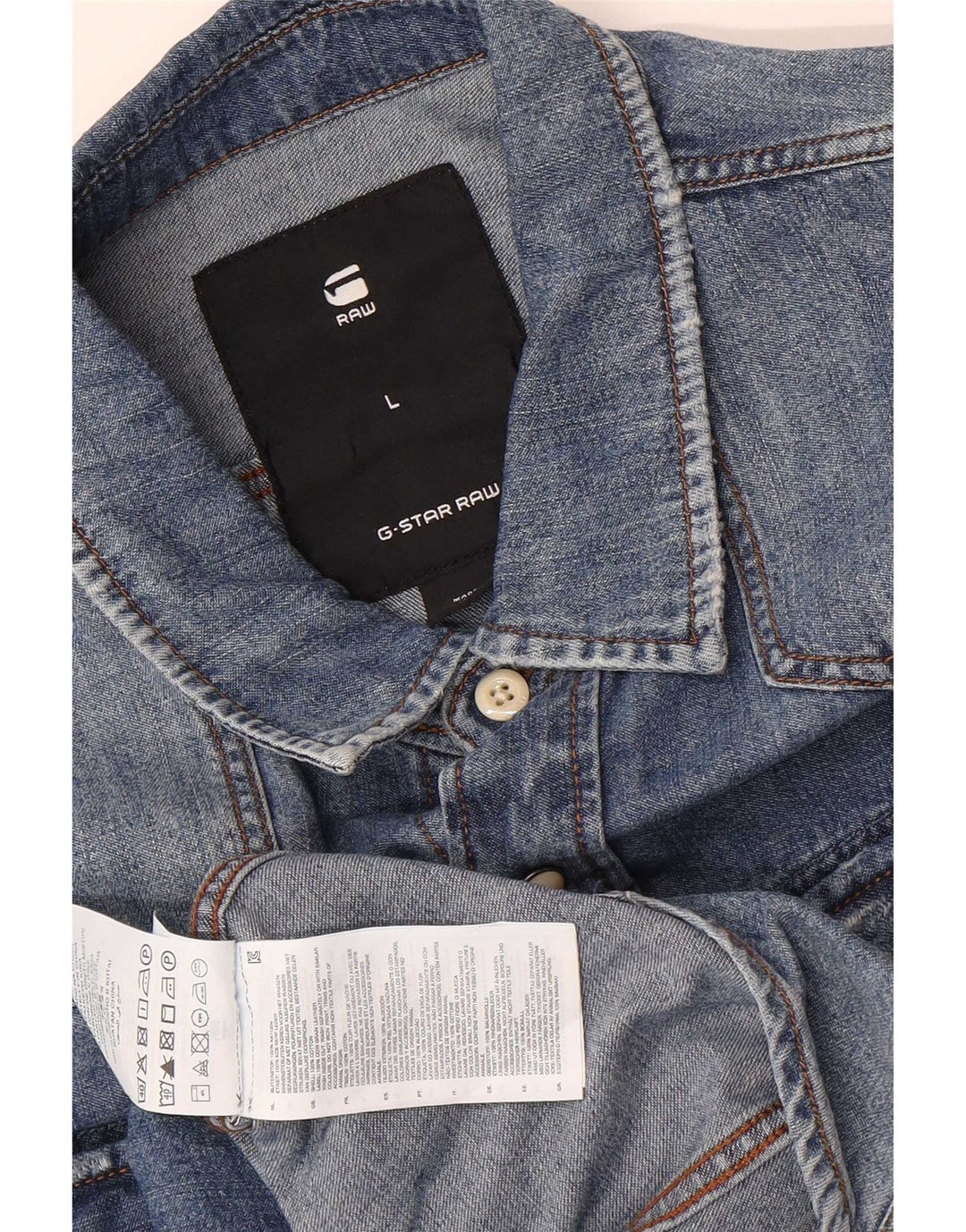 G-Star Homme Chemise en Jean Déchiré Large Bleu Coton
