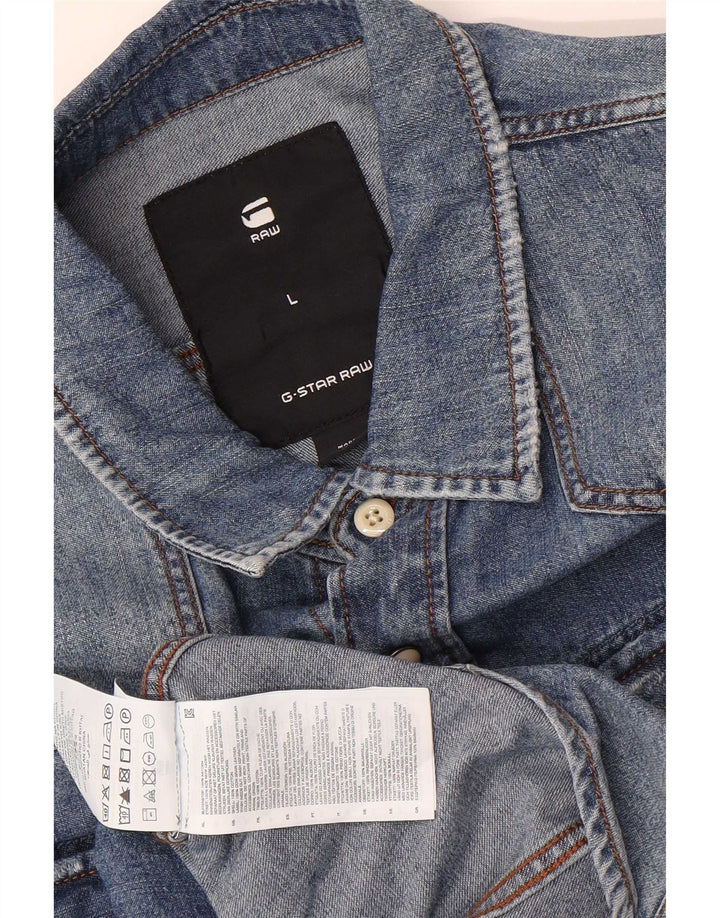 G-Star Homme Chemise en Jean Déchiré Large Bleu Coton