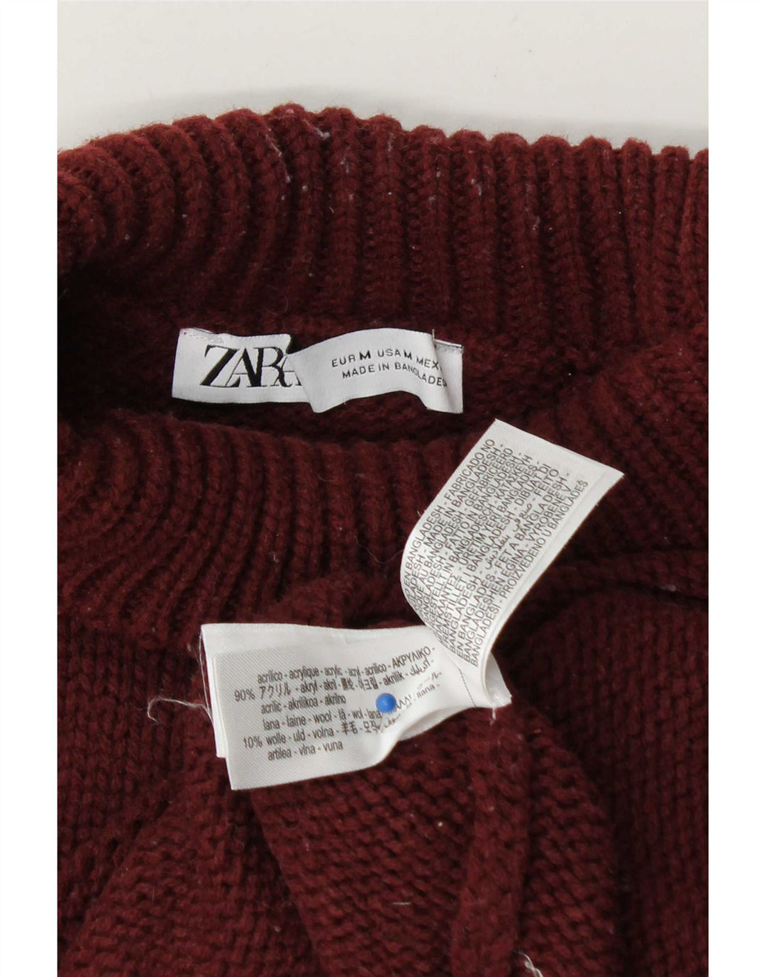 Zara Womens Oversized Turtle Neck Jumper Sweater UK 14 Medium Burgundy