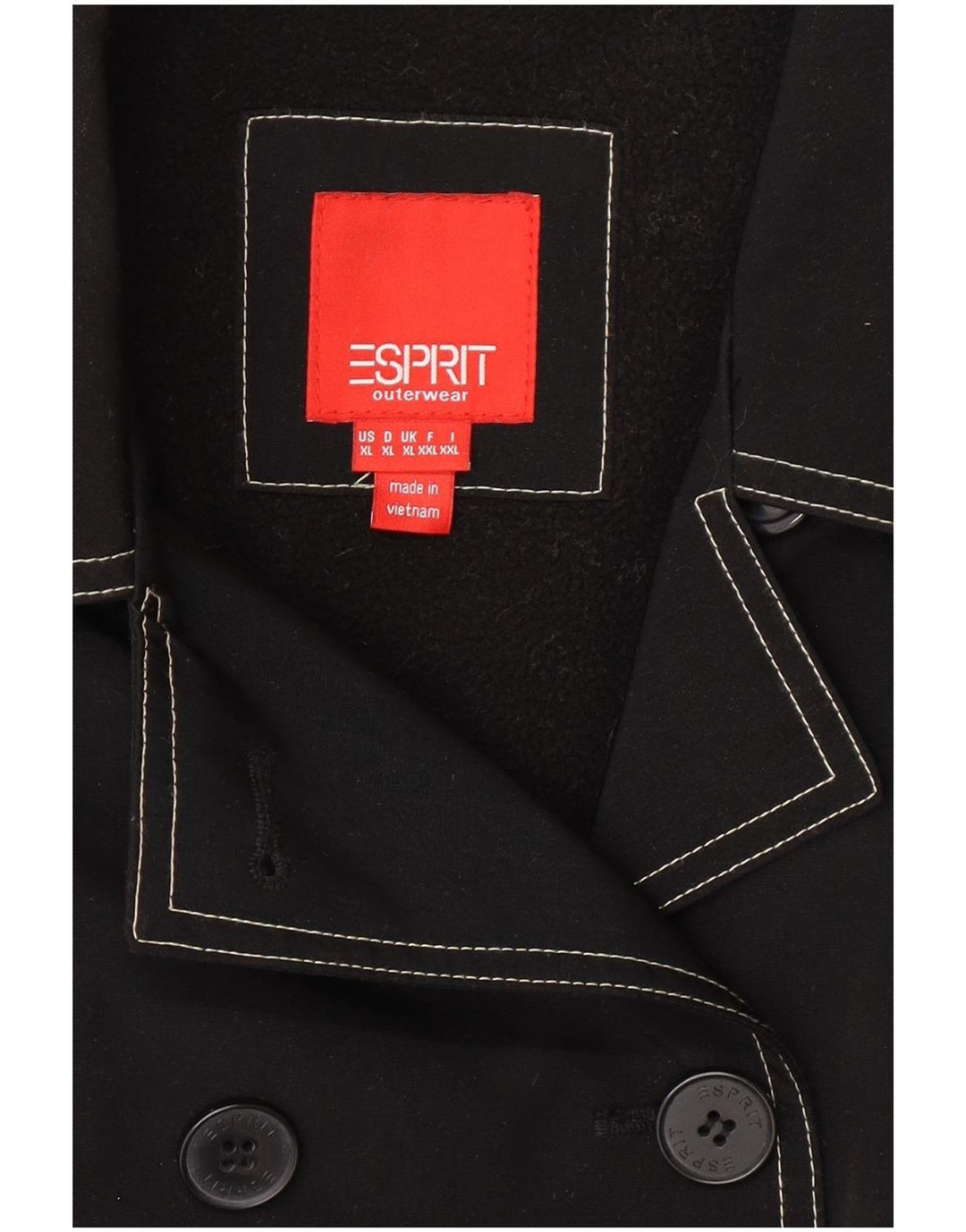 Esprit Damen Sherpa Pea Coat UK 18 XL Schwarz Polyester