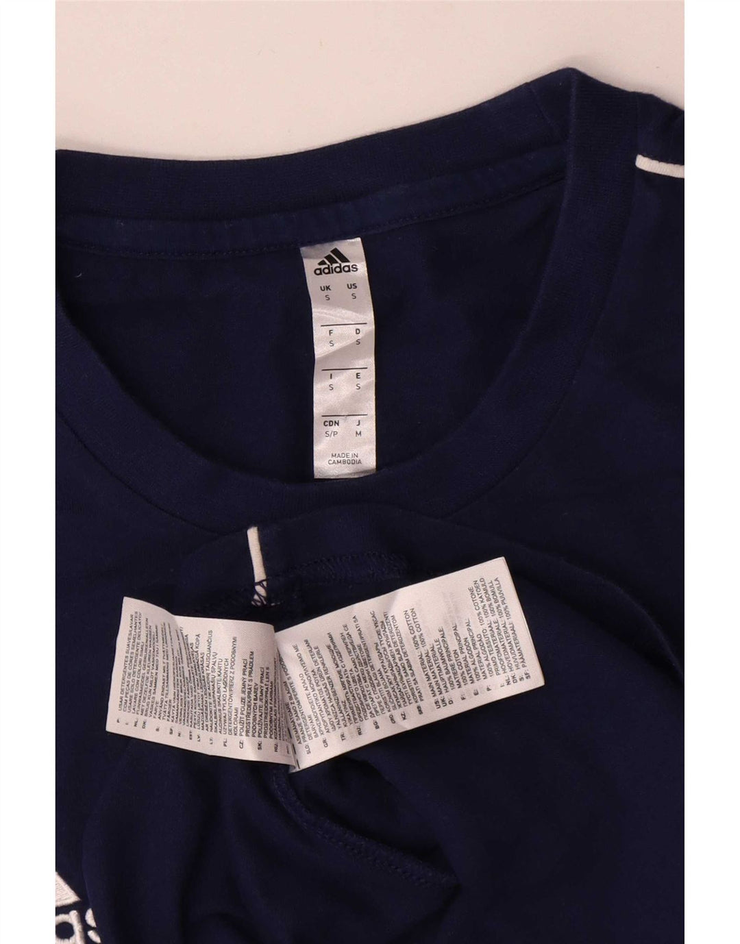 Adidas Mens T-Shirt Top Small Navy Blue Cotton