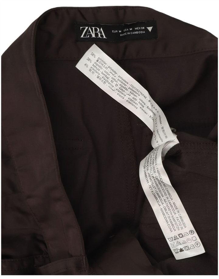 Zara Womens Wide Leg Cargo Trousers Medium W28 L32 Brown Polyester