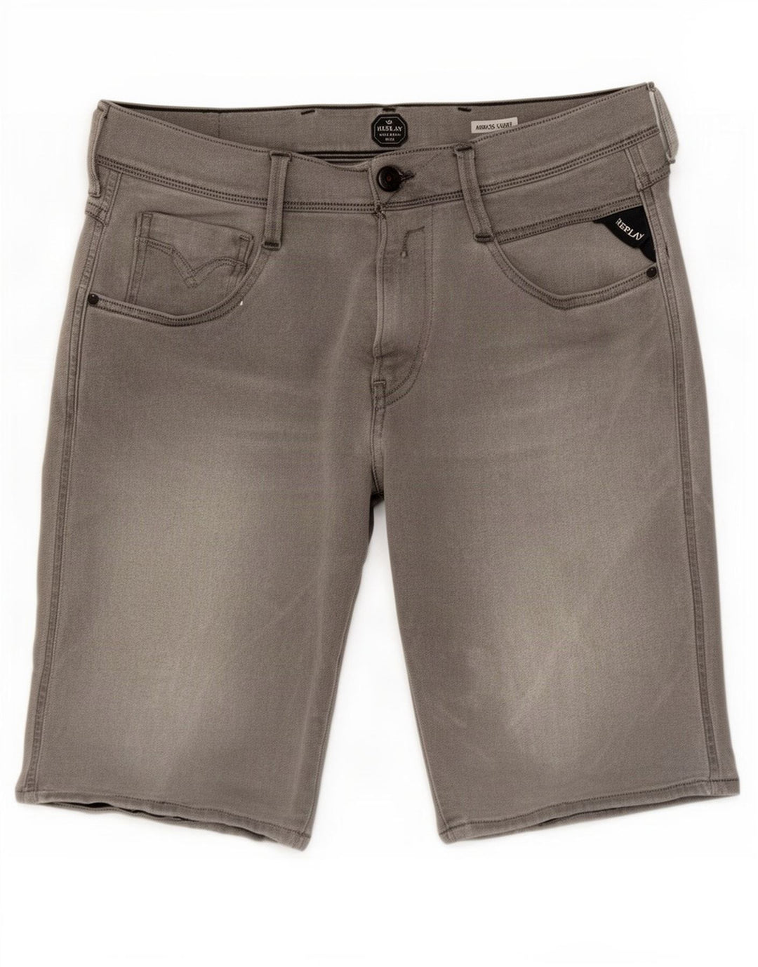 Replay Mens Anbass Denim Shorts W32 Medium Grey Cotton