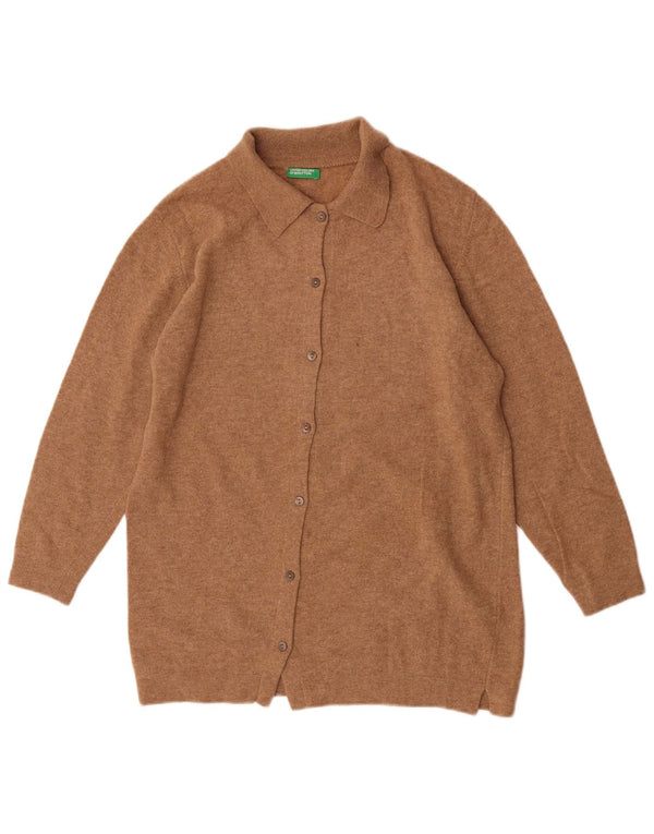 Pulover cardigan supradimensionat pentru femei Benetton UK 6 XS Lână virgină maro